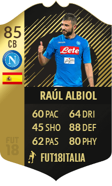 Raul Albiol IF, difensore centrale del Napoli con overall 85