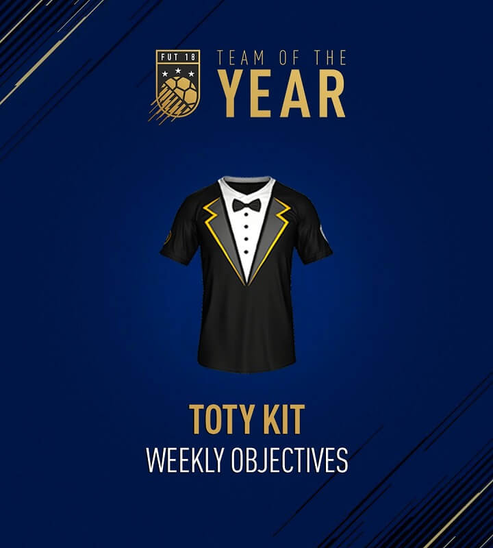 Il kit dedicato al TOTY in FIFA 18, premio degli obiettivi settimanali