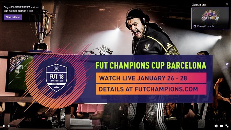 Evento LIVE della FUT Champions Cup a Barcellona dal 26 al 28 gennaio in diretta su Twitch