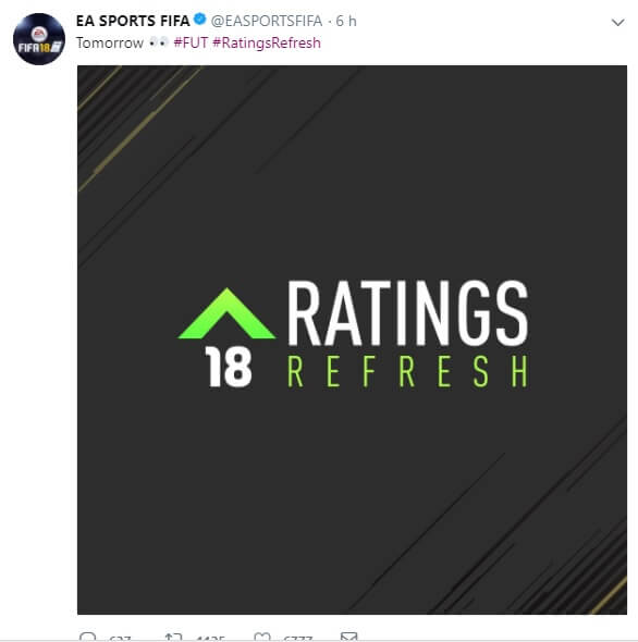 Tweet di EA Sports che annuncia i Winter Upgrades