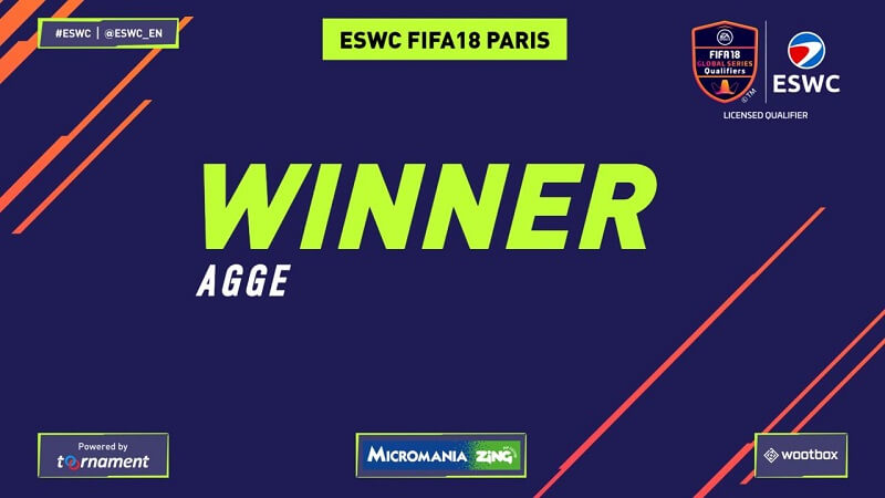 Agge, vincitore del torneo ESWC di FIFA 18 su Play Station 4 a Parigi