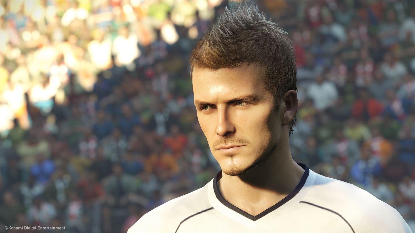 Primo piano di David Beckham in Pro Evolution Soccer 2019