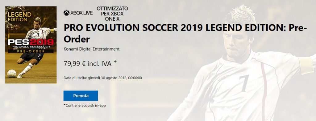 Pro Evolution Soccer 2019 Legend Edition, David Bechkam in copertina per il titolo Konami