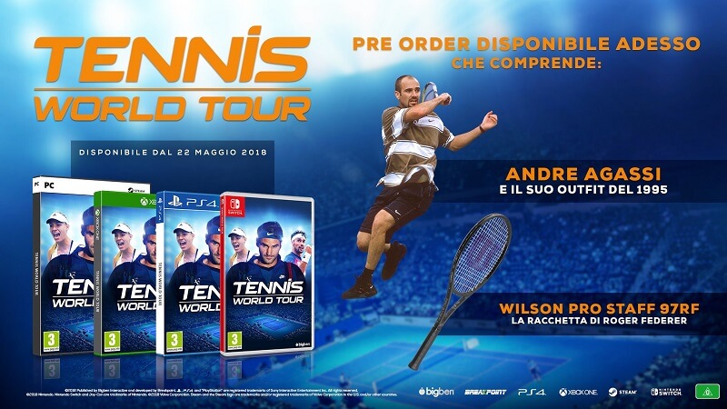 Prenota ora Tennis World Tour per console, bonus pre ordine su Amazon