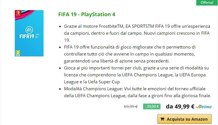 FIFA 19 in offerta per il preordine da 49 euro su Amazon