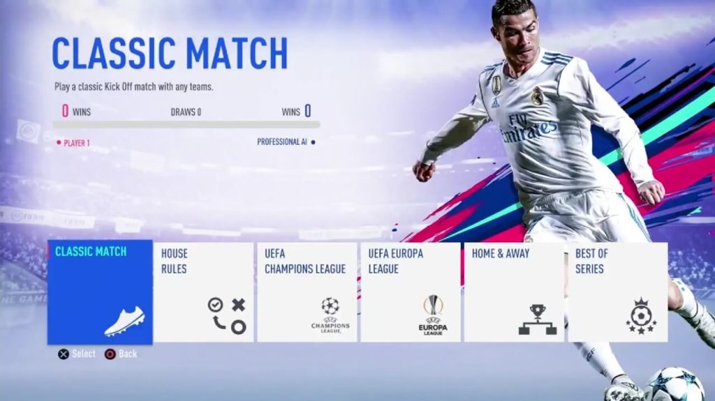 Menù principale di FIFA 19
