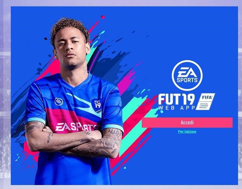 FIFA FUT 19 Web App - Schermata iniziale