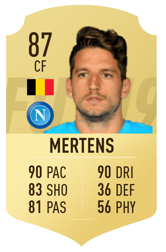 Mertens overall 87 su FIFA 19