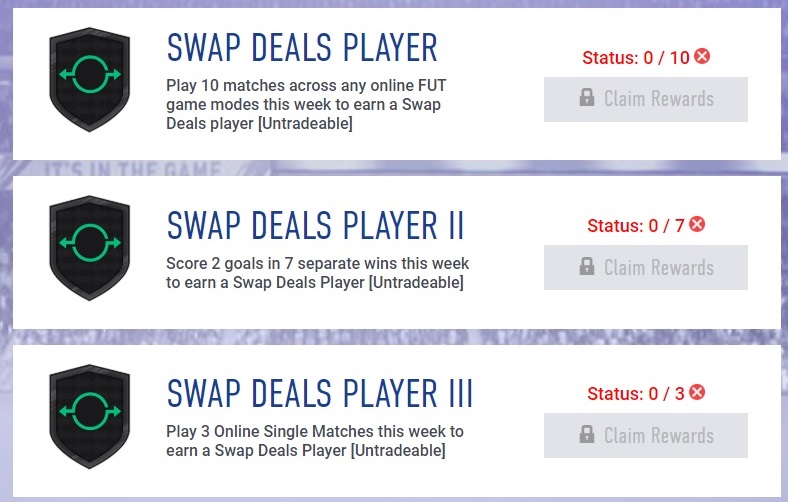 3 giocatori Swap negli obiettivi settimanali per novembre