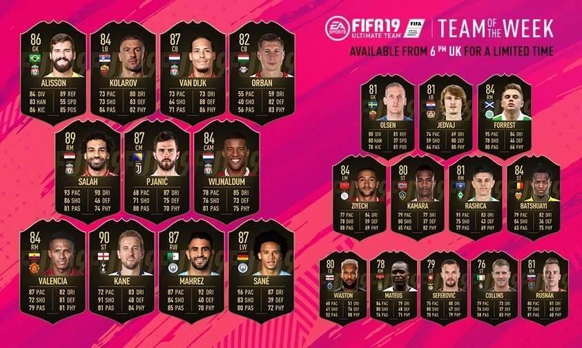 Team of the Week 10 in FIFA 19