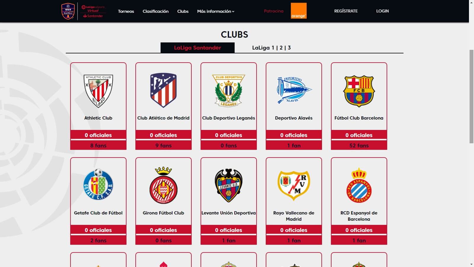 Club partecipanti al torneo La Liga Santander eSports