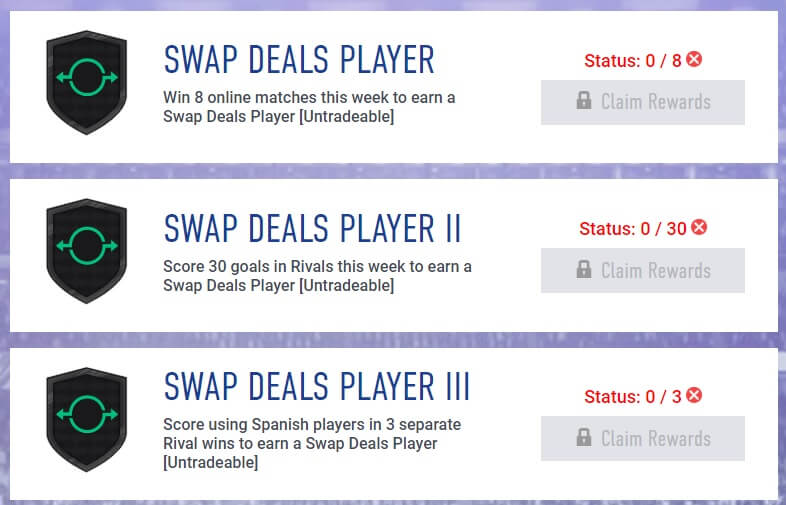 Obiettivi settimanali giocatori Swap di novembre