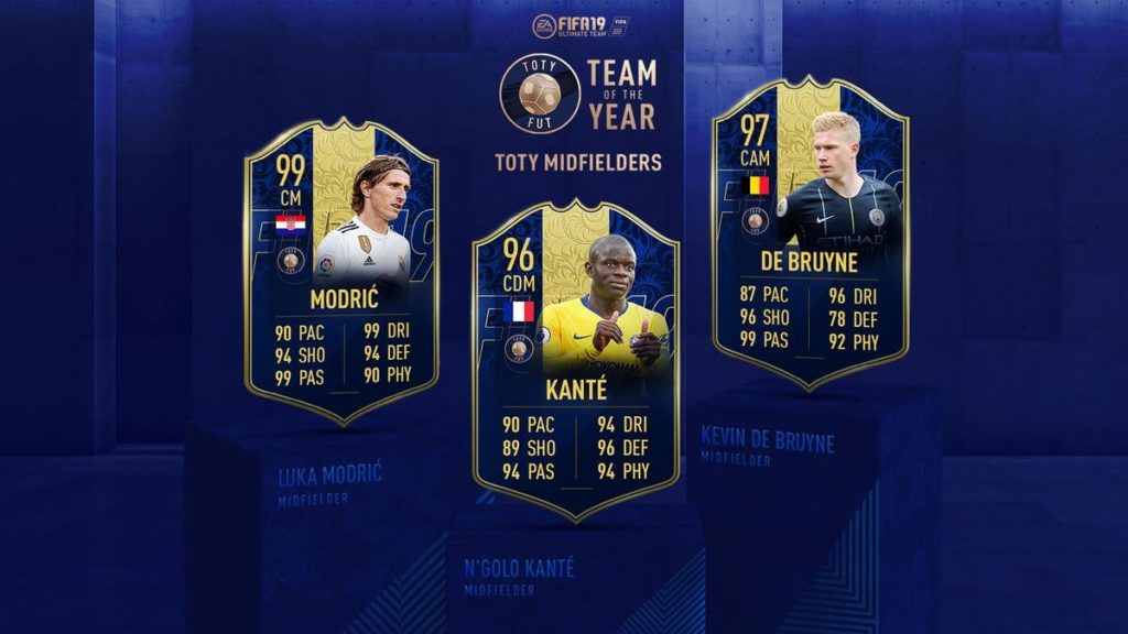 TOTY centrocampisti, Modric, Kante e De Bruyne