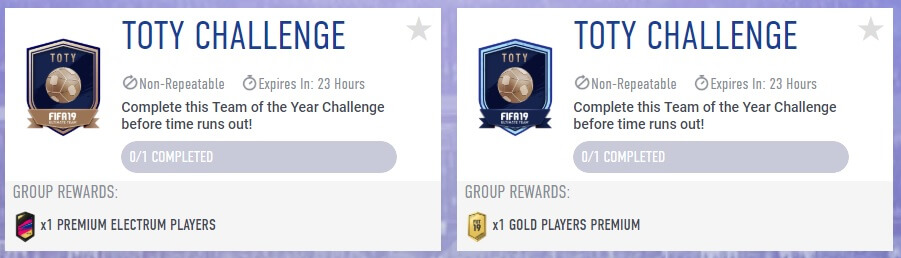 TOTY Challenge SBC - Day 1