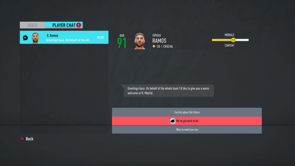 Conversazione con i giocatori - FIFA 20 modalità carriera