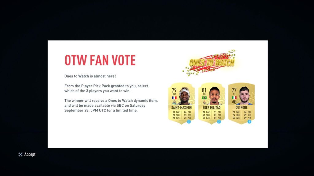 FIFA 20 - Votazione OTW