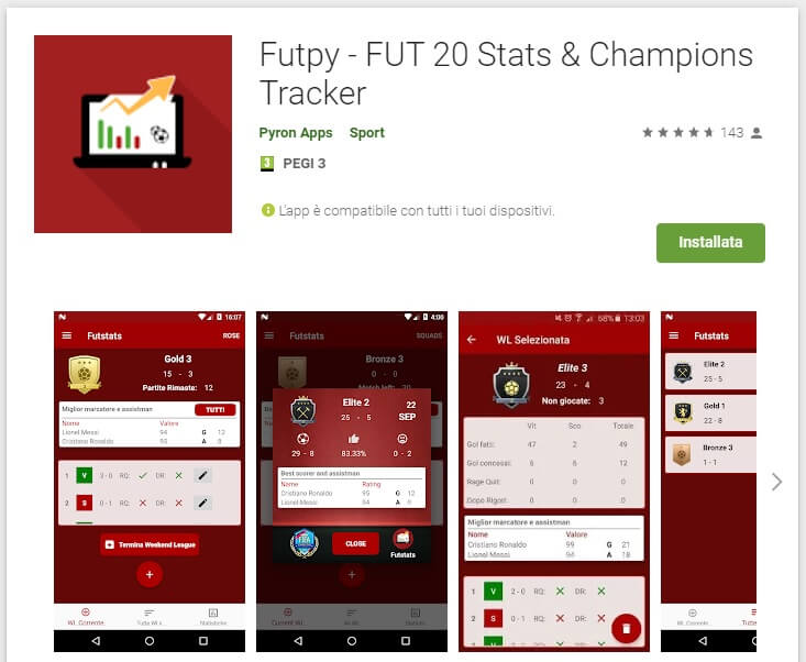 Futpy: App gratuita - FUT Champions Weekend League tracker