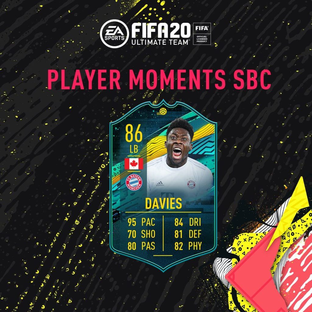 FIFA 20: Davies Player Moments SBC