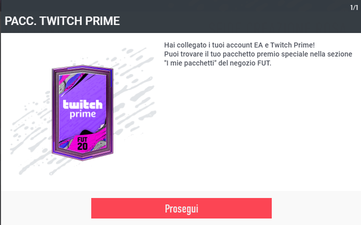 FUT 20: pacchetto Twitch Prime