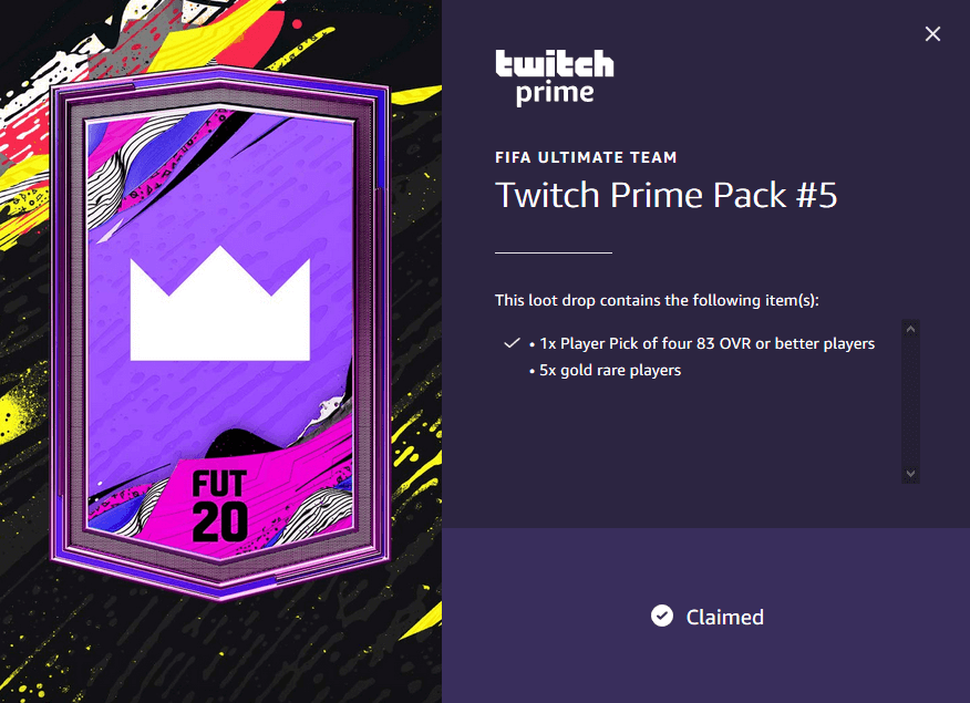 FIFA 20: Twitch Prime pack gratis di giugno