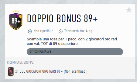 FIFA 20: SBC doppio bonus 89+