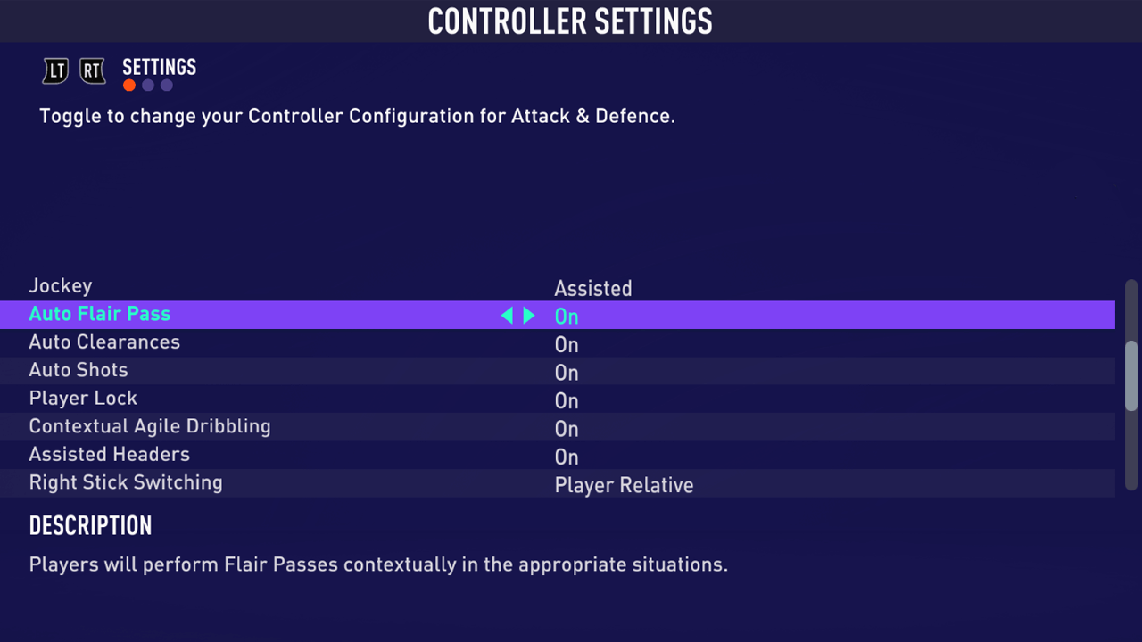 FIFA 21: gameplay controller settings