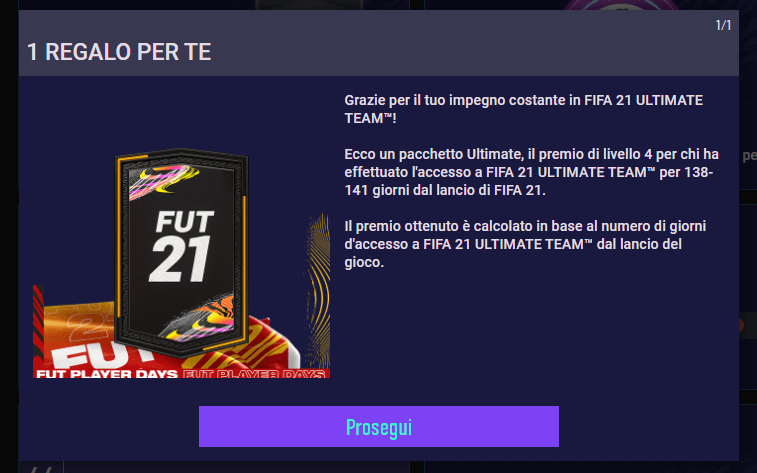 FIFA 21: FUT Player Days - pacchetto omaggio per tutti gli utenti
