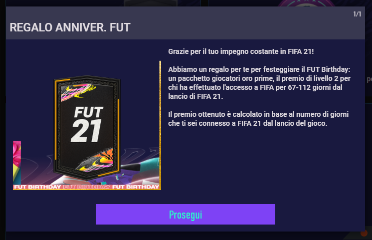 FIFA 21: pacchetto in regalo durante il FUT Birthday