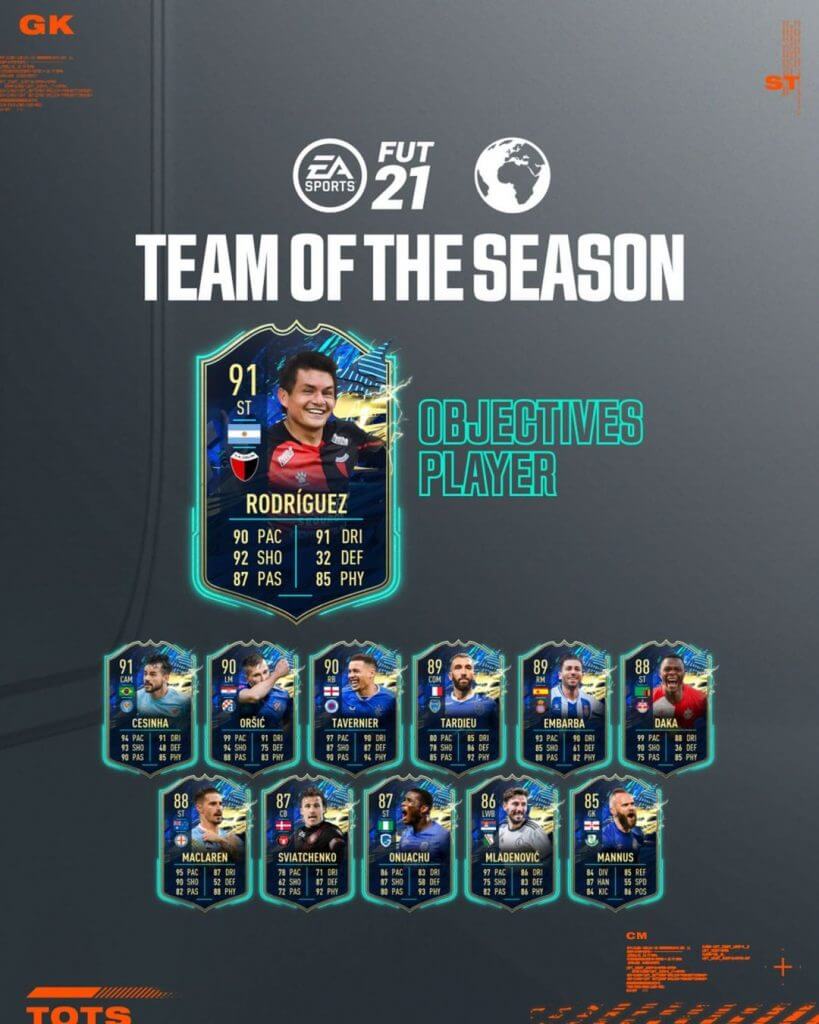 FIFA 21: Rodriguez ROTW TOTS player objective