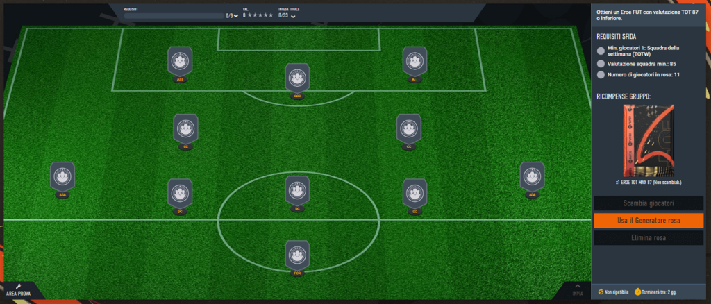 FIFA 23: requisiti SCR Eroe FUT max 87 valutazione