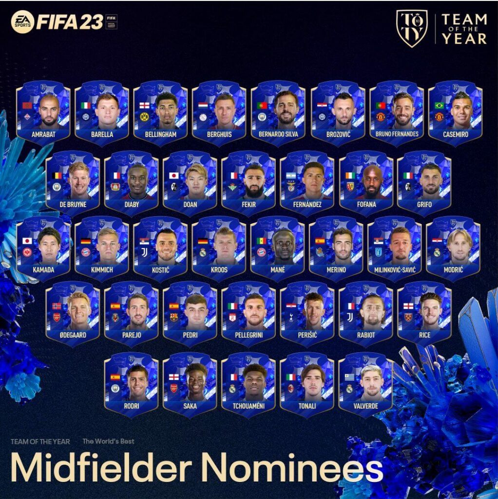 FIFA FUT 23: nominati ufficiali TOTY centrocampisti