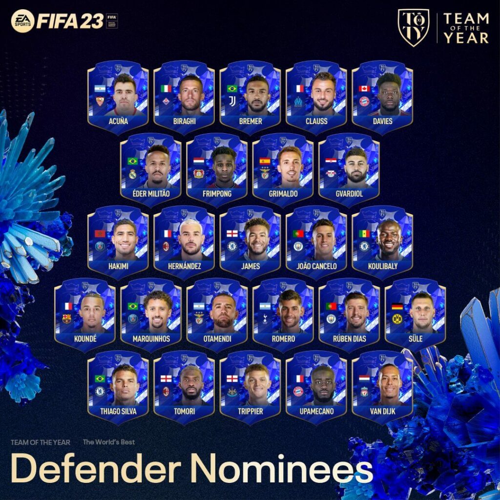 FIFA FUT 23: nominati ufficiali TOTY difensori