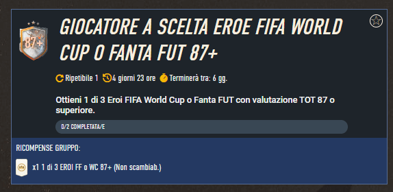 FIFA 23: SCR giocatore a scelta Eroe FIFA World Cup o Fanta FUT 87+