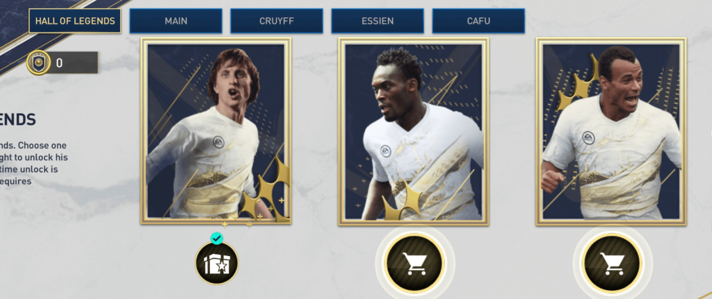 Negozio FIFA Mobile: Cruyff, Essien, Cafù