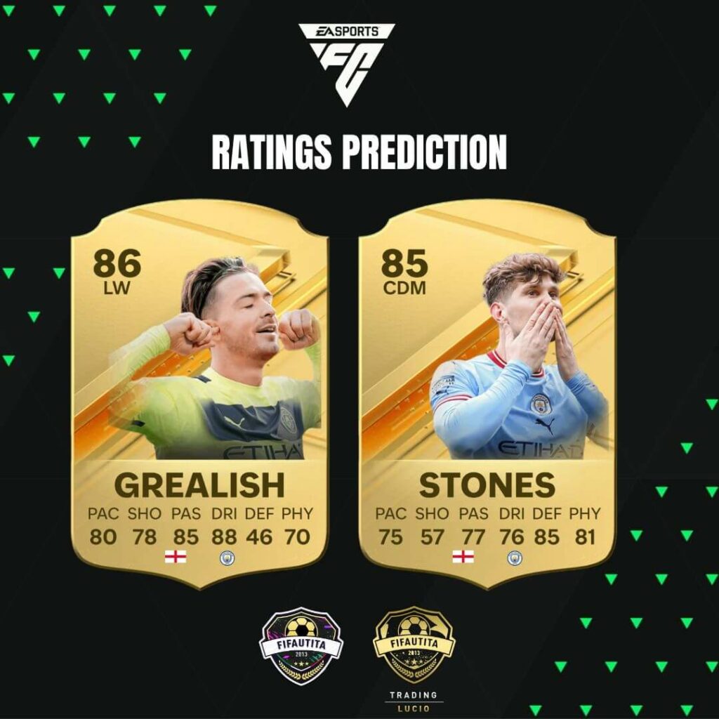 EA FC 24: Grealish e Stones ratings prediction