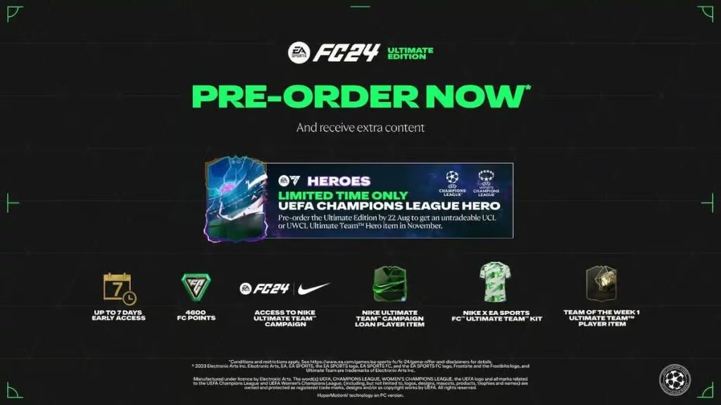 EA FC 24 Ultimate Edition preorder bonus