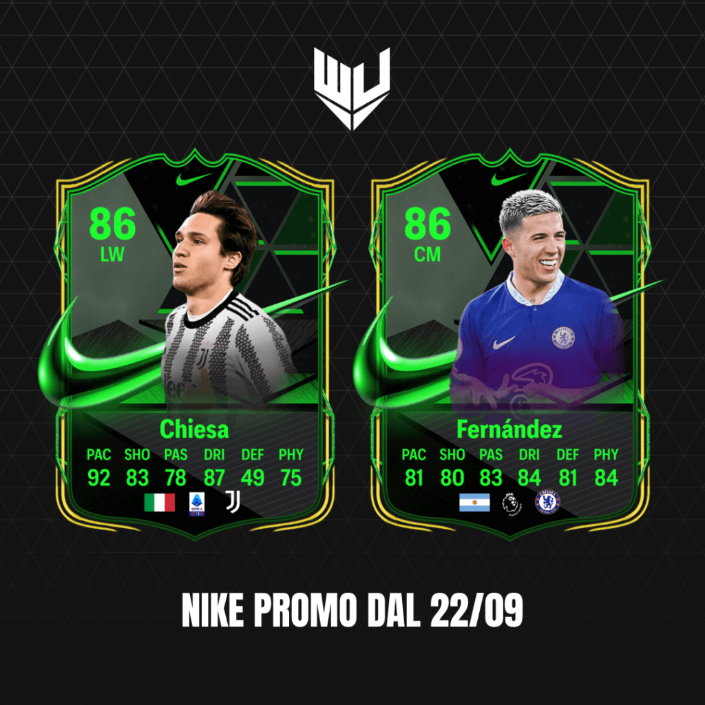 FC 24 Nike promo: Chiesa e Enzo Fernandez cards