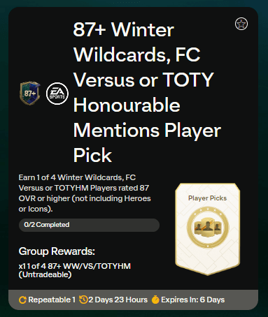 FC 24 Showdown Series: party bag 87+ SBC