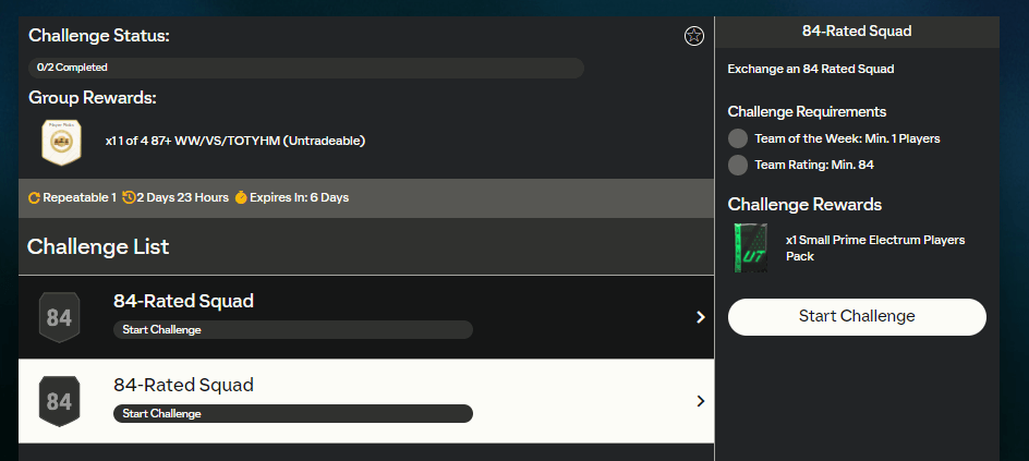 FC 24: requisiti SCR campagna misto 87+ dei Showdown Series