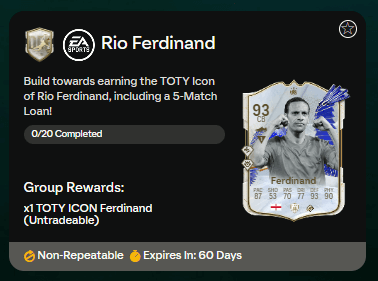 FC 24: requisiti SCR Rio Ferdinand TOTY Icon