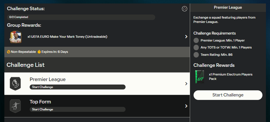 FC 24: requisiti SCR Toney Make your Mark