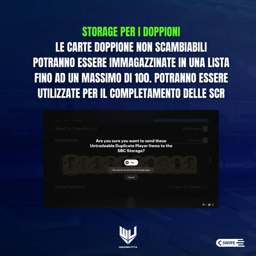 Nuovo storage per i doppioni in FUT 25