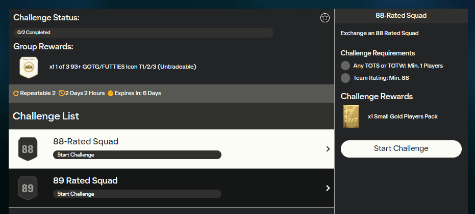 FC 24: requisiti SCR Futties Icona a scelta 93+