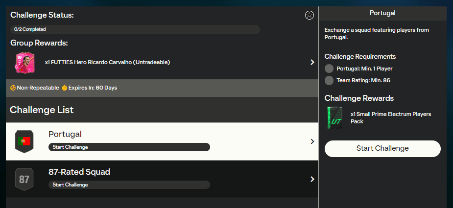 FC 24: requisiti SCR Ricardo Carvalho Eroe Futties