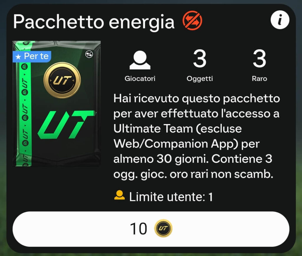 FC 25 Pionieri: pacchetto negozio energia da 10 crediti