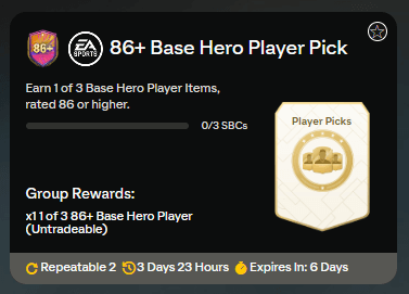 FC 25: 86+ Base Hero player pick SBC