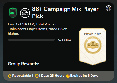 FC 25: 86+ campagna misto player pick SBC