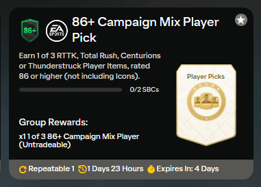 FC 25 Jolly Invernali: campagna misto a scelta 86+