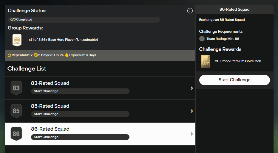 FC 25: requisiti SCR Eroe a scelta 86+