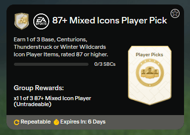 FC 25: 87+ Mixed Icons player pick SBC